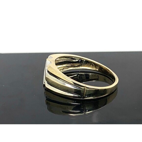 Men's Ring 10k Gold Two Tone Diamond 0.05ctw Statement Cocktail Estate Size 10.5 - Picture 2 of 13